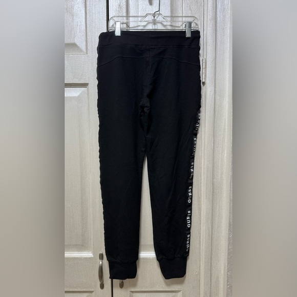 Guess Women M Black Logo Strips Drawstring Joggers - Picture 2 of 10